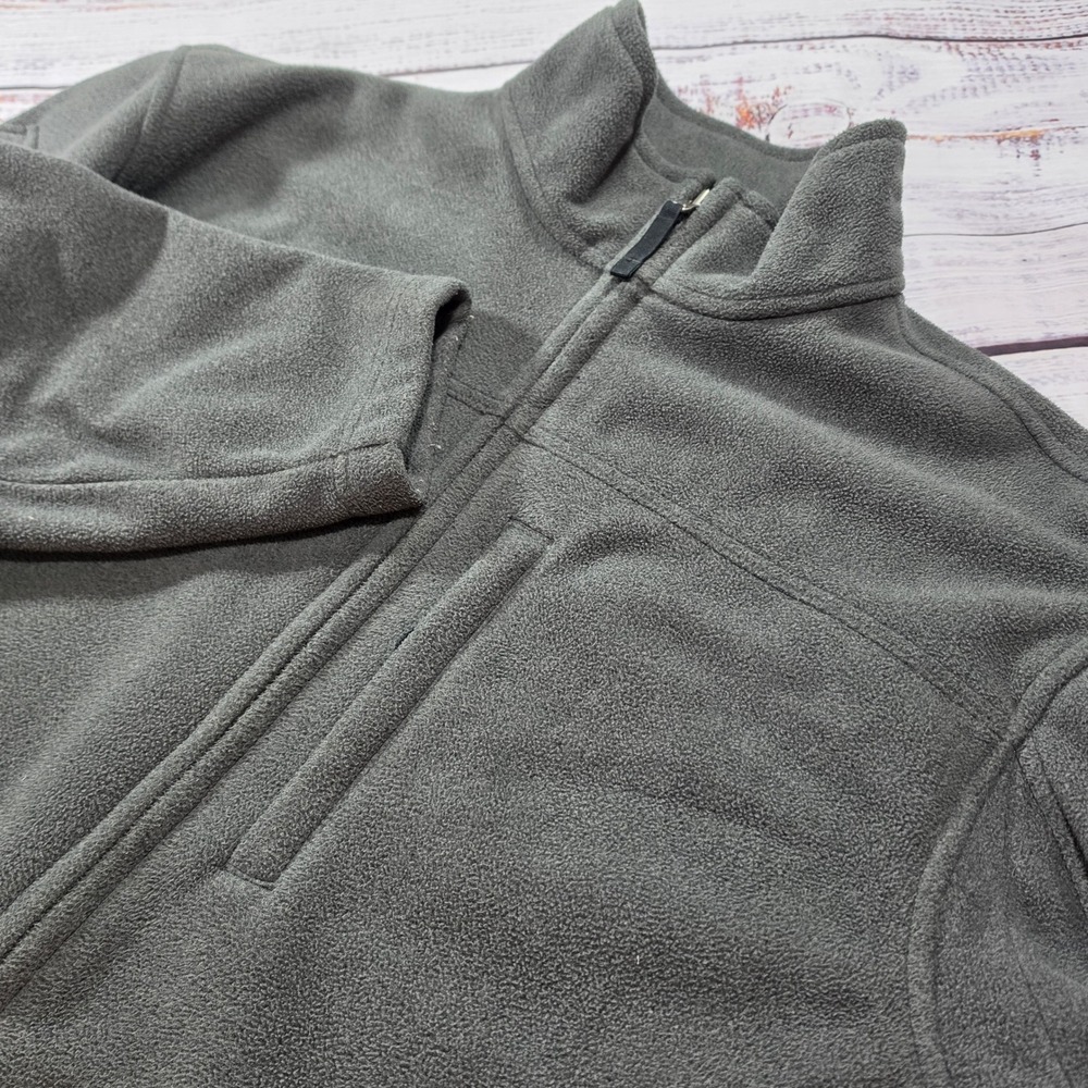 Duluth Fleece Jacket Mens Large Gray Excellent Full Zip Mock Neck Utility Pocket